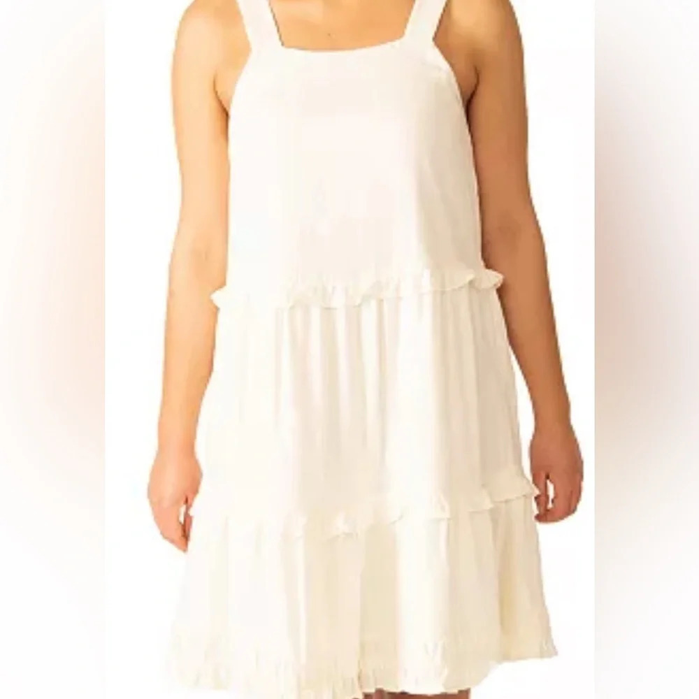 Black Tape Tiered Ruffled Sleeveless Dress petite large cream beige - Picture 6 of 16